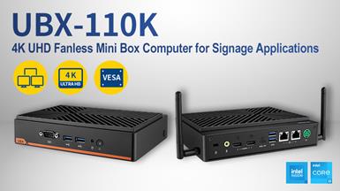 Advantech Launches UBX-110K 4K UHD Fanless Mini Box Computer for Visually Stunning Signage Applications